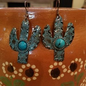 Patina Cactus Earrings