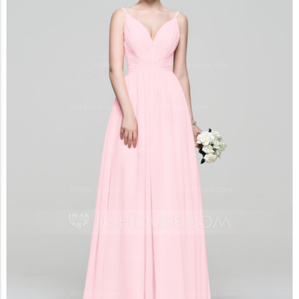 Blush pink long evening/bridesmaid dress