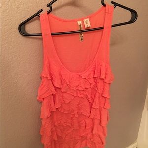 Coral ruffled tank top