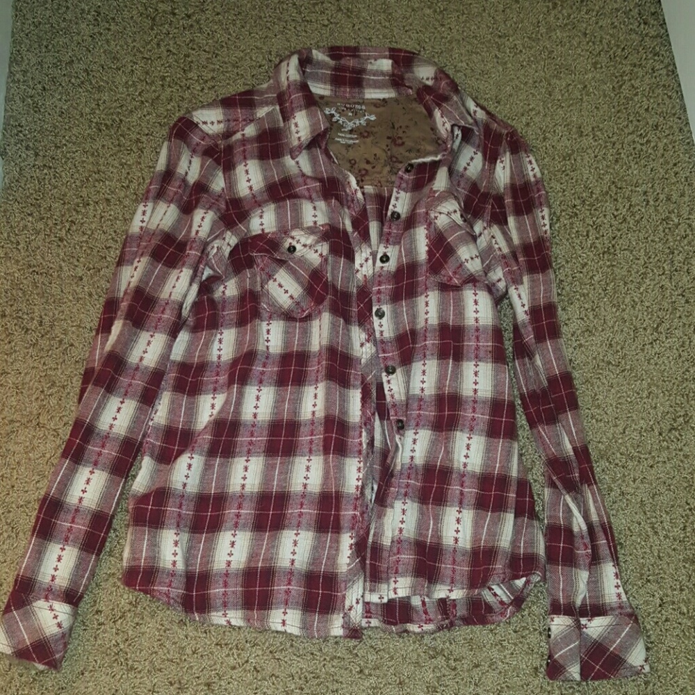 Burgundy and cream flannel
