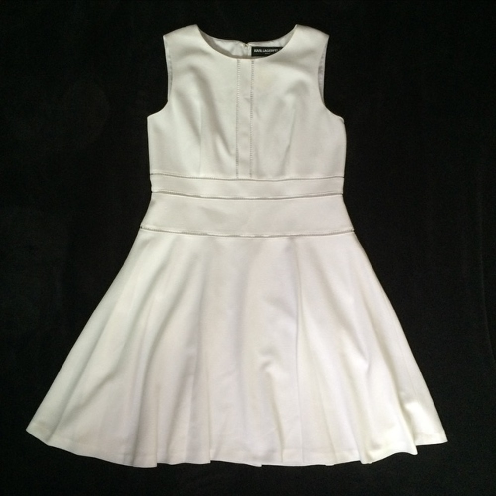 BOGO Sale Karl Lagerfeld White Fit & Flare Dress