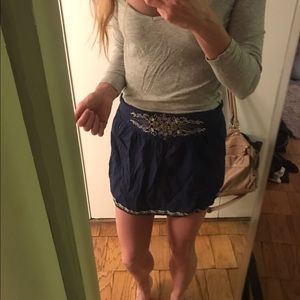 DONATING FRIDAY Tribal decorated navy skirt