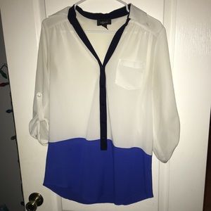 White and blue blouse