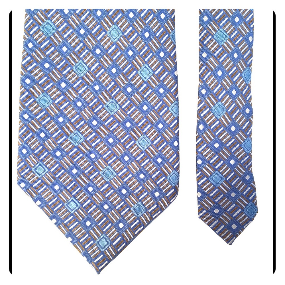 LANVIN geometrical print silk tie SUPER!👔