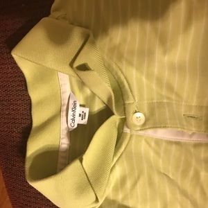 Calvin Klein light green striped polo men's medium