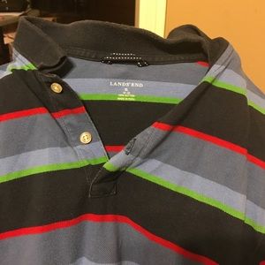 Lands' end black navy striped polo men's XL