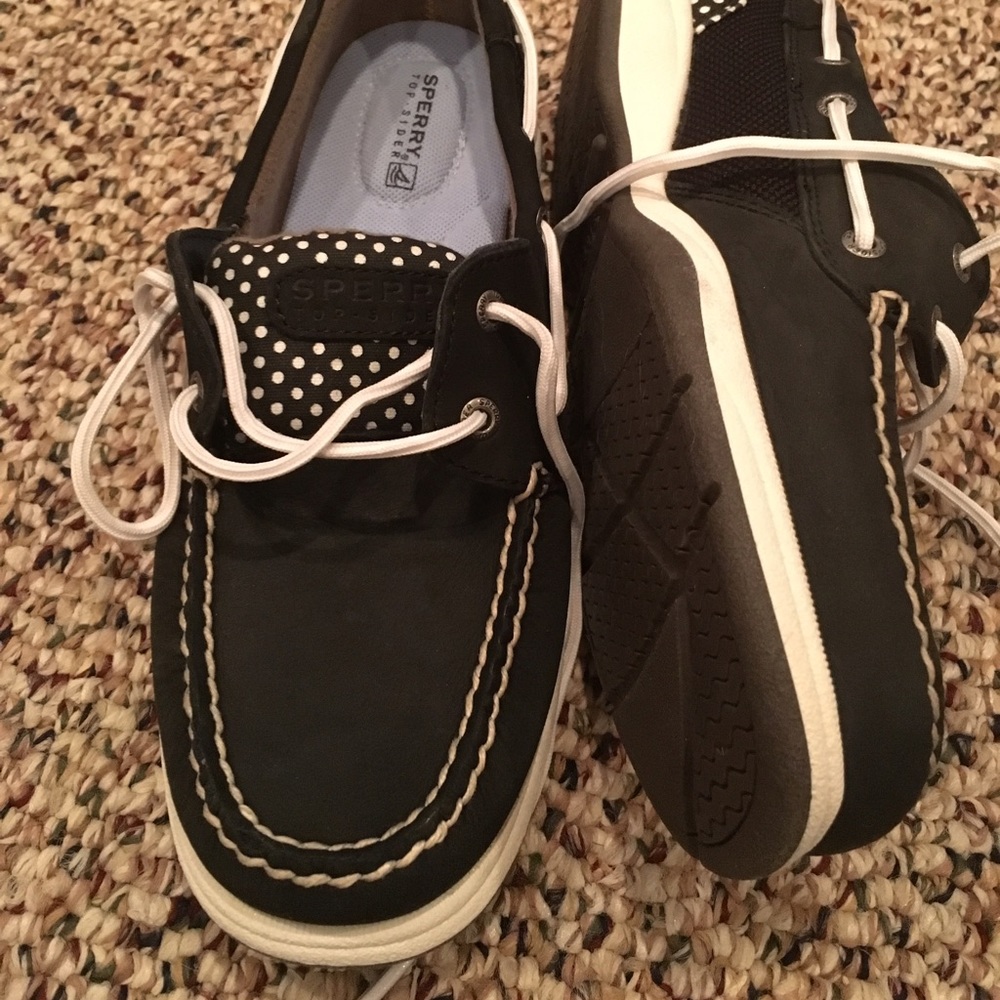 Women's Sperry Black Boat Shoes Size 8