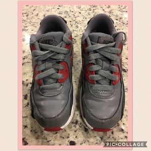 Grey and Red Nike Running Shoes