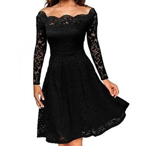 NWT-Vintage floral lace boat neck swing dress.