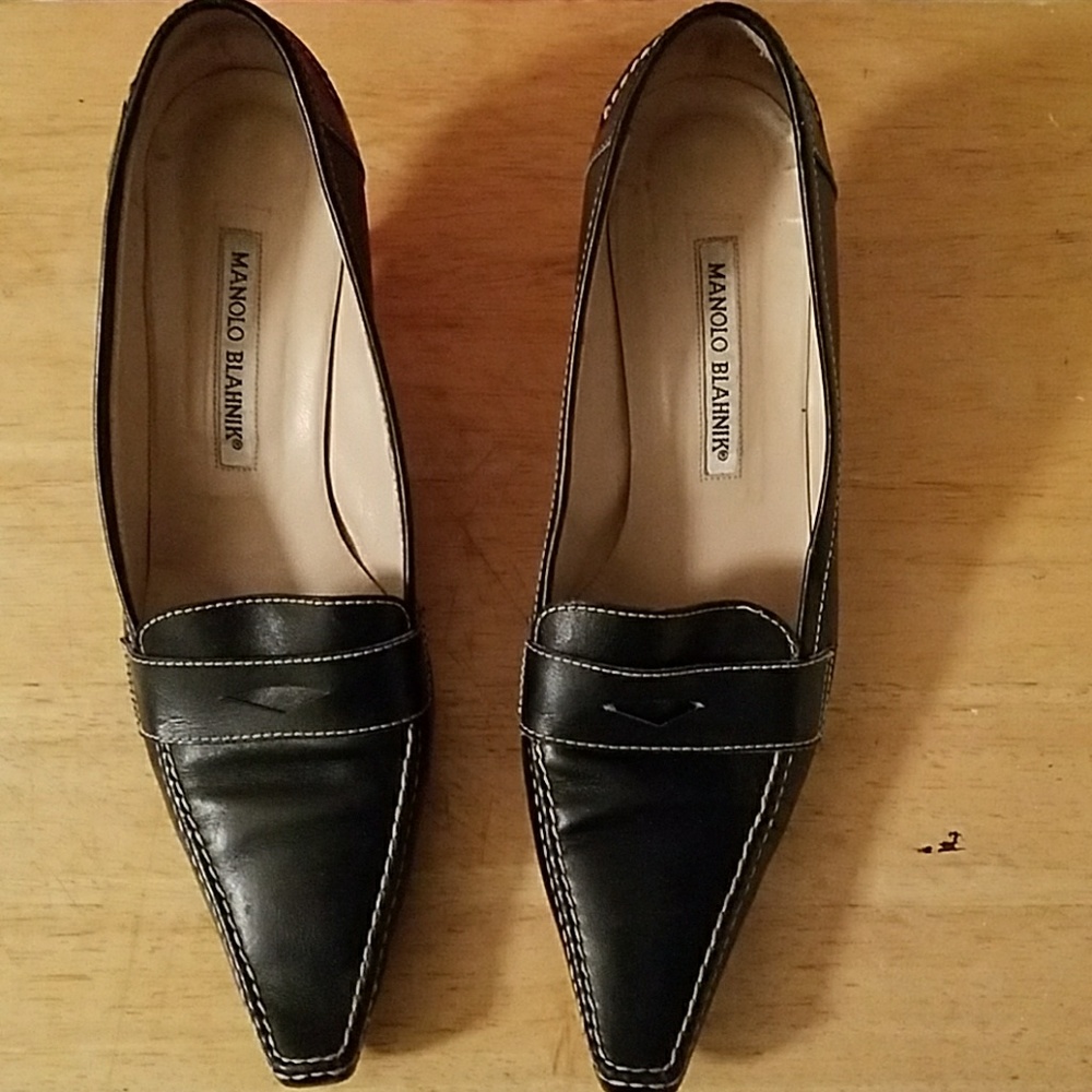 Black leather Manolo Blahnik shoes