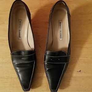 Black leather Manolo Blahnik shoes
