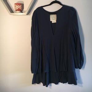 Free people long sleeve navy blue mini