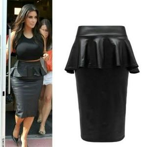 Black Faux Peplum Skirt Black Faux Peplum Skirt