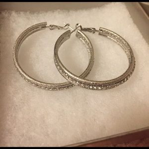 Beautiful Nordstrom silver gem hoop stud earrings