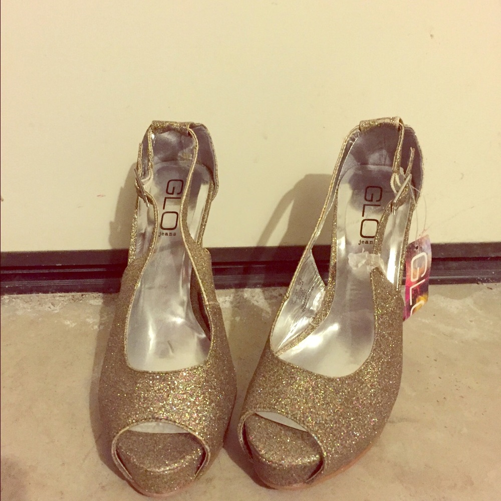Glo Jeans gold glitter heels