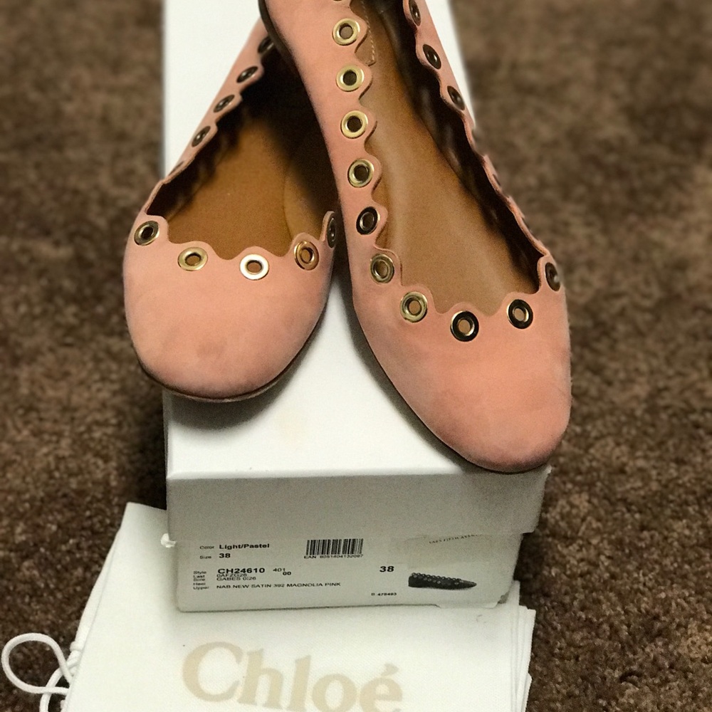 Chloe suede magnolia pink flats