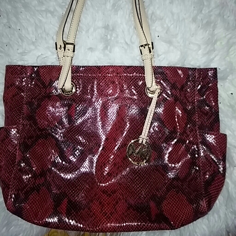 NEGOTIABlE MUST GO !!!RED PYTHON LEATHER TOTE