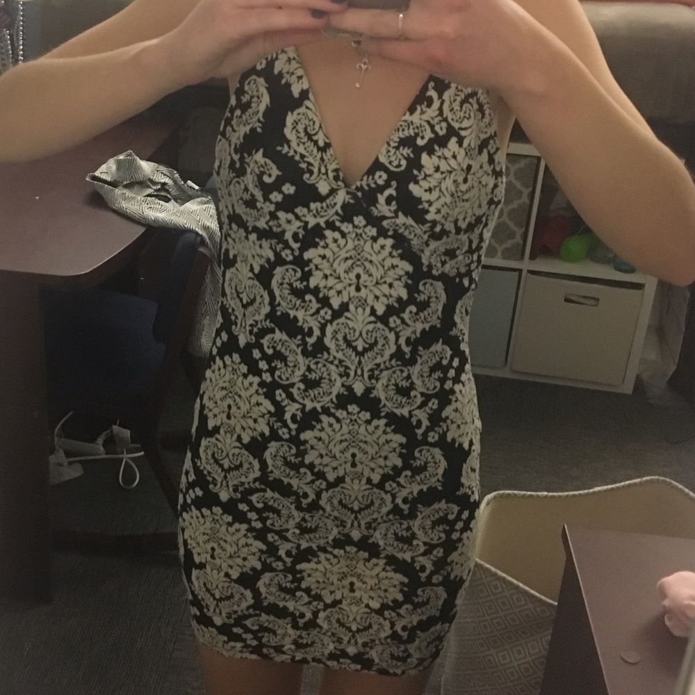Black and white body on dress