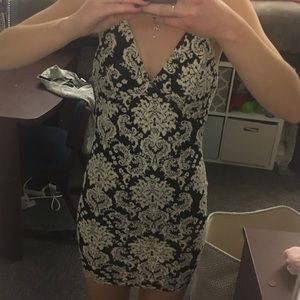 Black and white body on dress