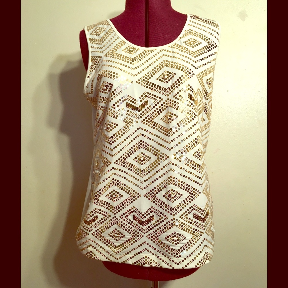 Tank with gold sequins
