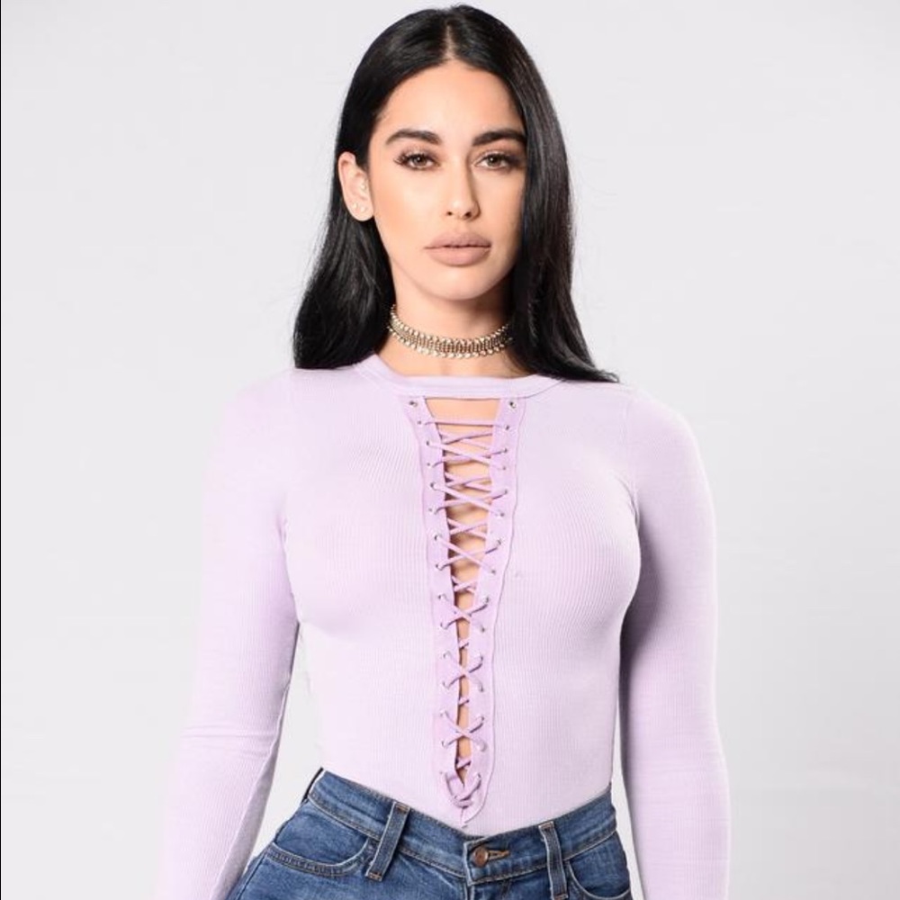Lavender cross up bodysuit
