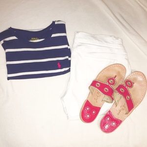 navy and white striped Ralph Lauren Polo T Shirt