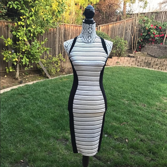 Black and White Striped Illusion Dress - Picture 1 of 3
