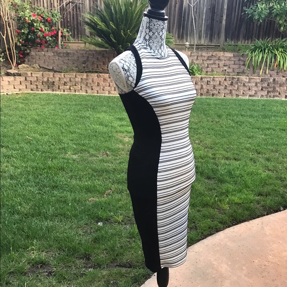 Black and White Striped Illusion Dress - Picture 2 of 3