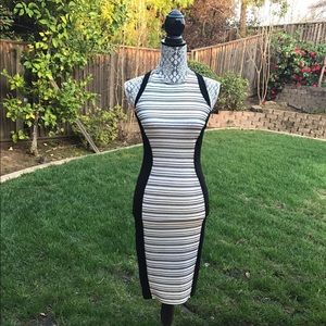 Black and White Striped Illusion Dress