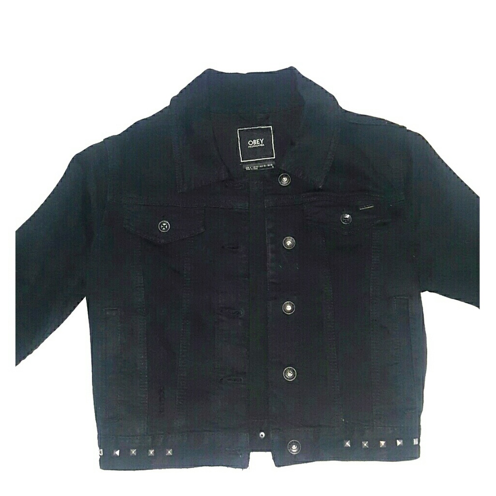 Obey Cropped Studded Denim Jacket