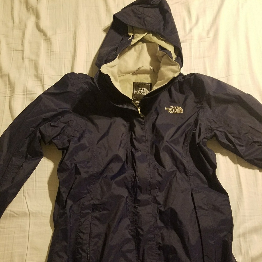 Navy blue xtra small north face rain jacket
