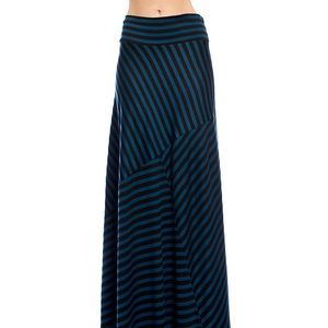 Navy Blue and Black striped maxi skirt.