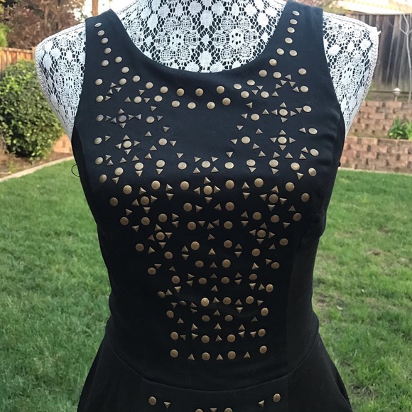 Black Skater Dress with Bronze Details - Picture 2 of 3