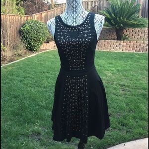 Black Skater Dress with Bronze Details