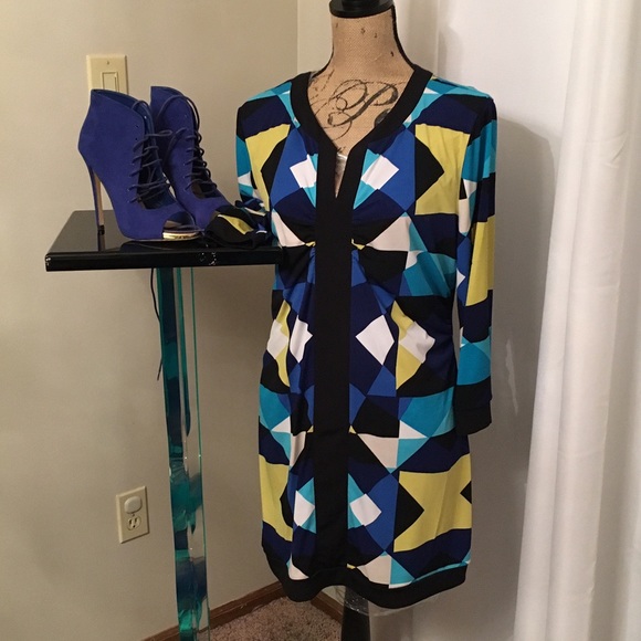 Super cute multi color box print dress - Picture 1 of 3