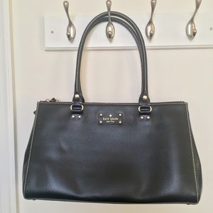 kate spade martine wellesley leather bag in black
