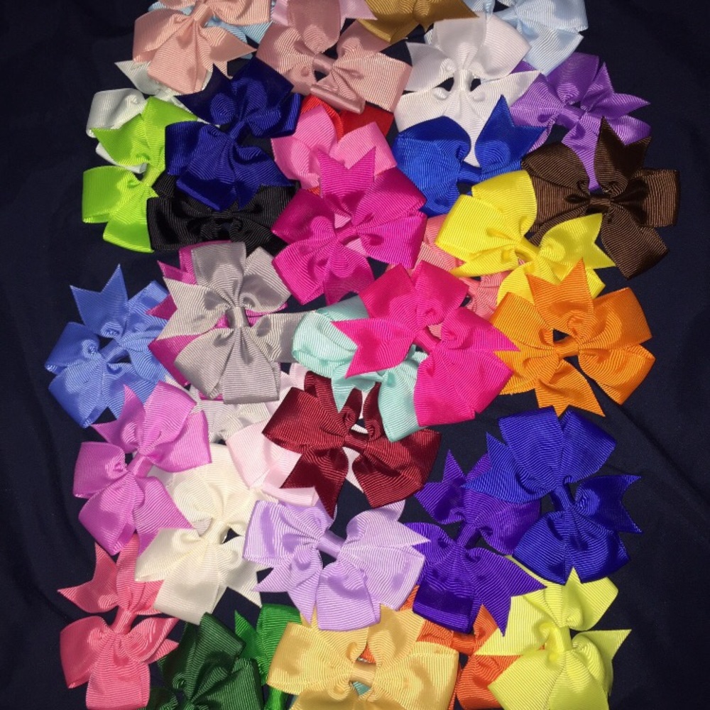 Colorful set of 40 three inch 3" hair bows