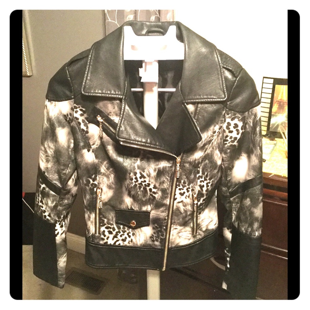 Animal print Soft faux leather jacket