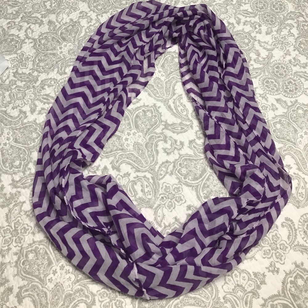 Beautiful White and Purple Infinity Scarf