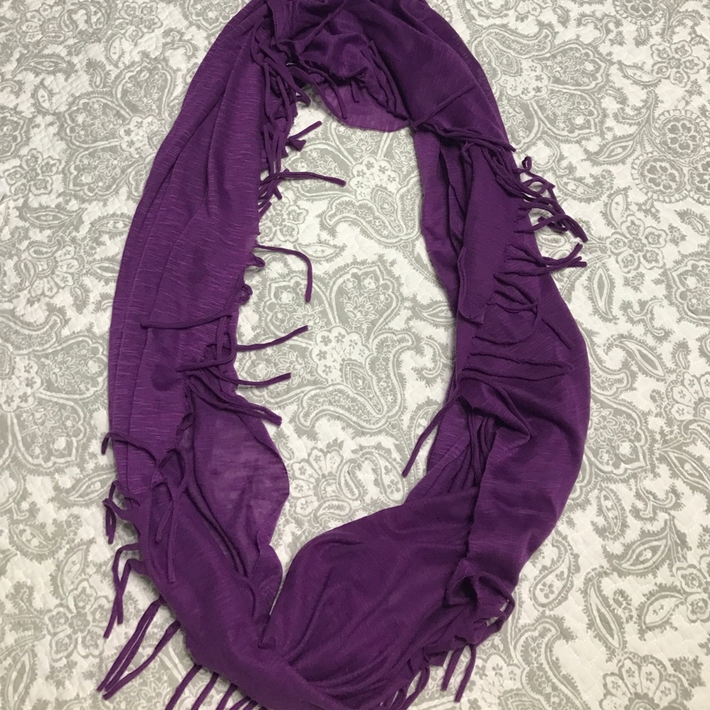 Purple Fringe Infinity Scarf