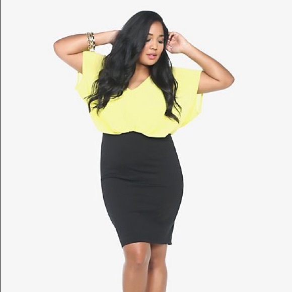 🎉SOLD🎉NWOT TORRID Neon Yellow Chiffon Dress - Picture 4 of 5