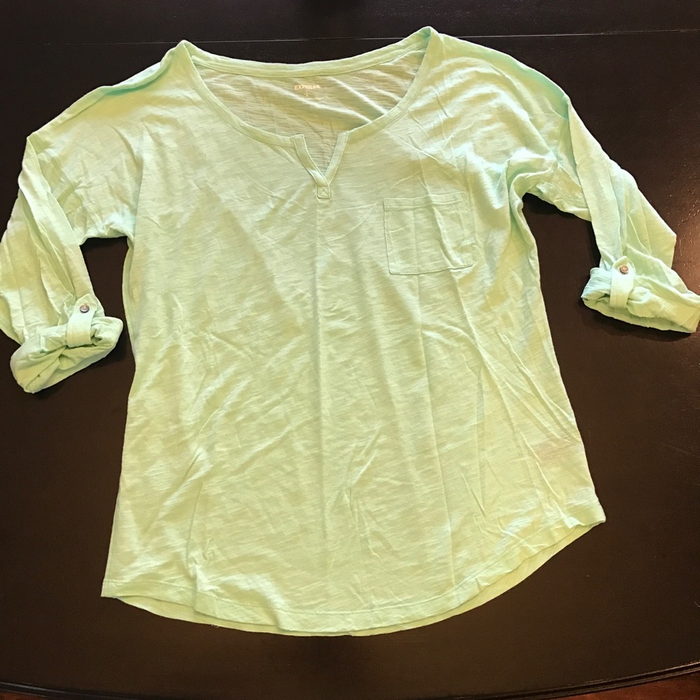 Express Size Large Mint Button Up Sleeve Shirt