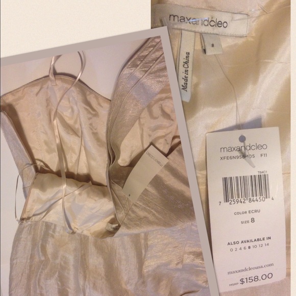 champagne ruffle dress One thick shoulder strap , one thin shoulder strap - Picture 6 of 11