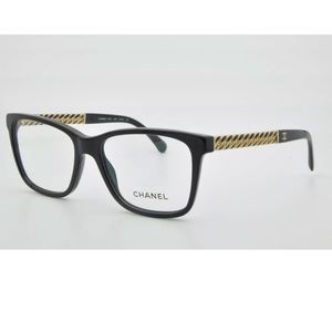 New Chanel eyeglasses frames black wiz gold chain