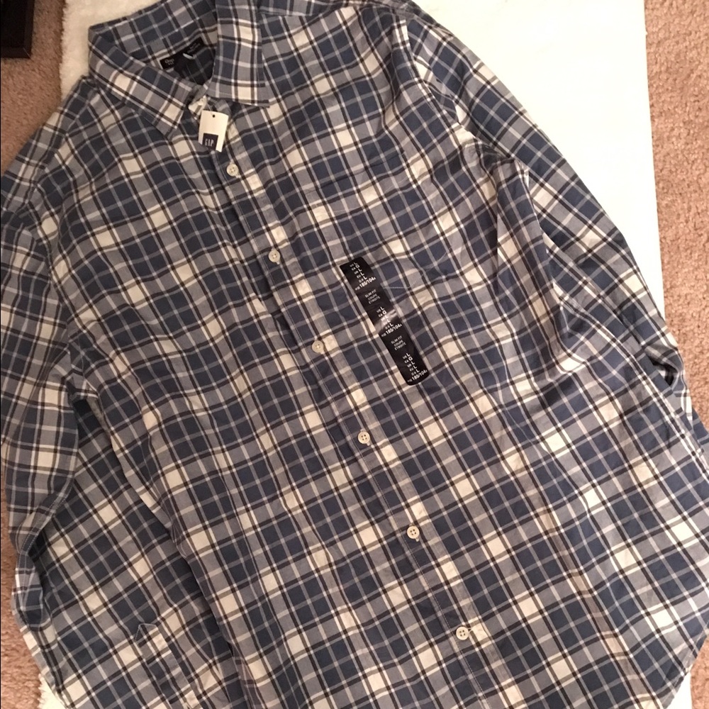 Men's Blue Plaid GAP Button Down Slim Fit