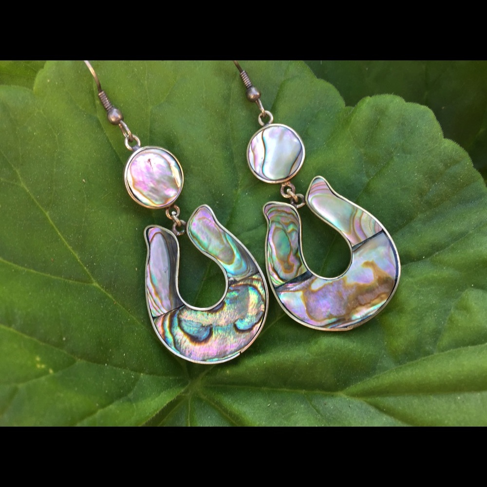 Vintage Silver and Abalone 1970 earrings
