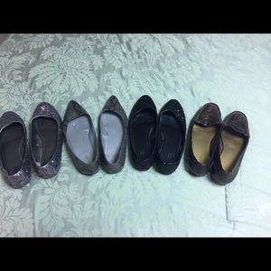 Lot of 4 Size 10 Flats; Sequins and Faux Skin
