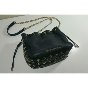 Juicy Couture black leather studded bucket bag