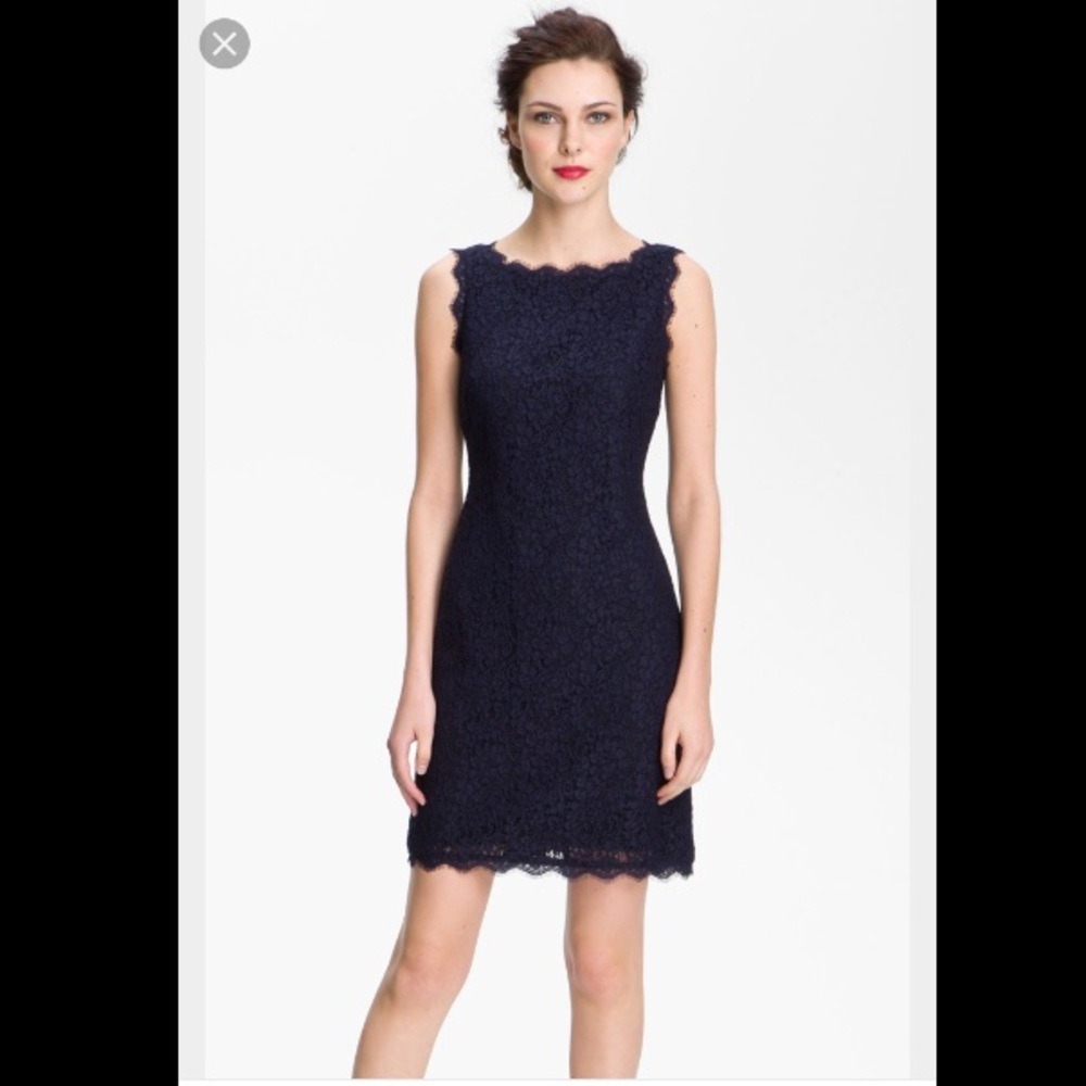 Adrianna Papell navy lace sheath dress