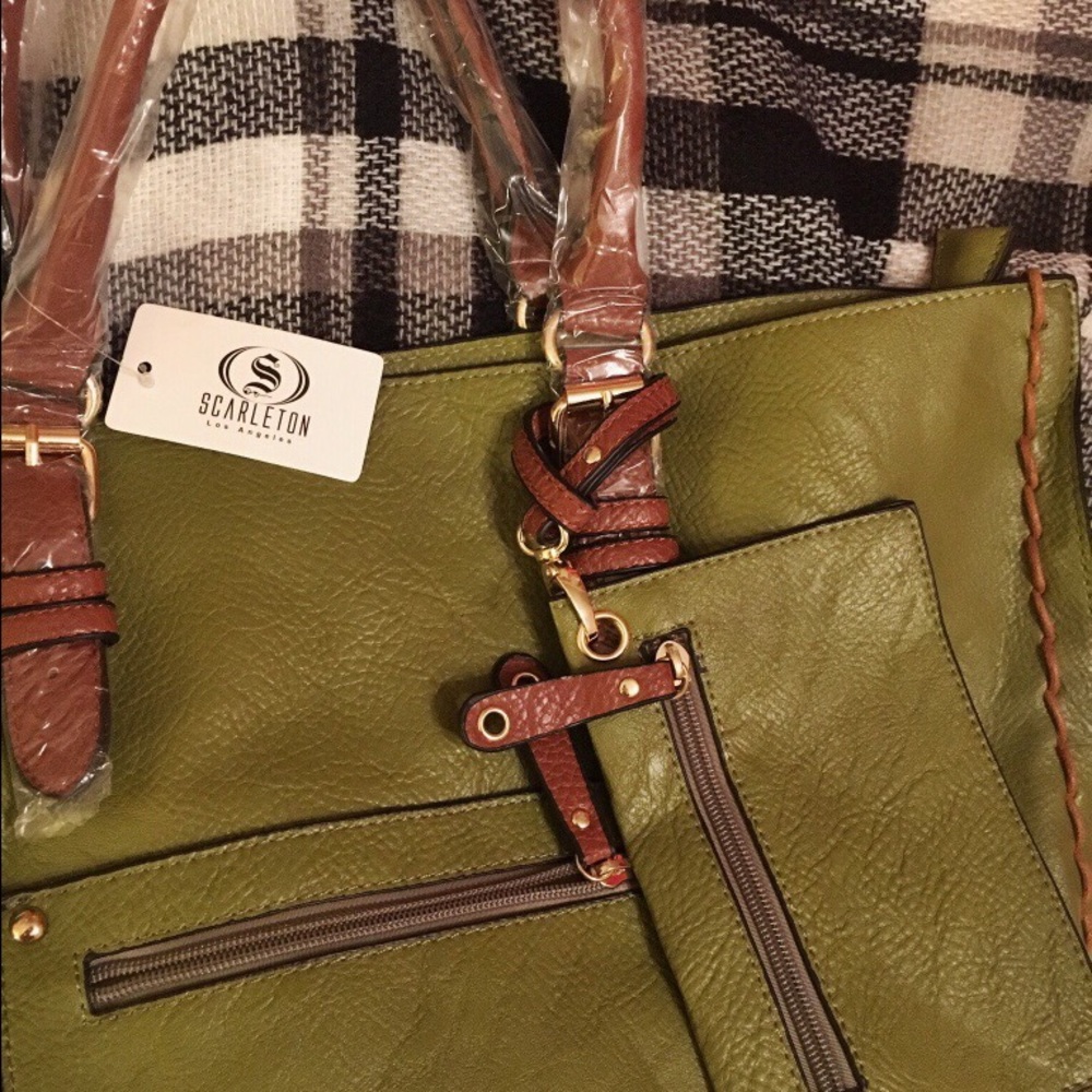 Green leather Scarleton designer purse